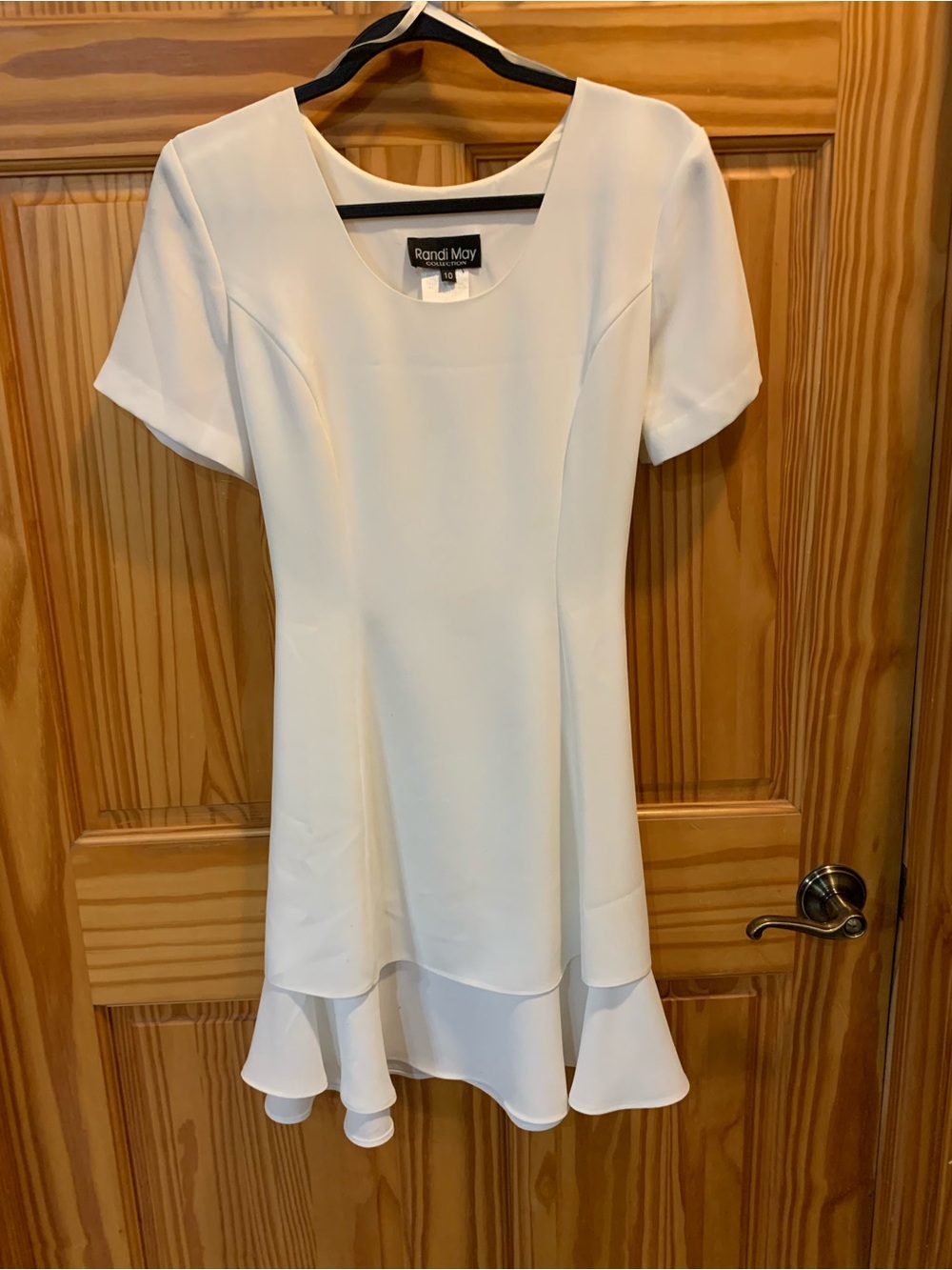 White Short Sleeve Ruffle Hem Dress